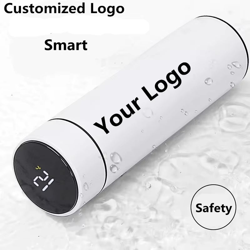 Vacuum Water Bottle Smart Display Temperature 500ML Safety 304 Stainless Steel Coffee Thermose Men Business Gift Customized Logo